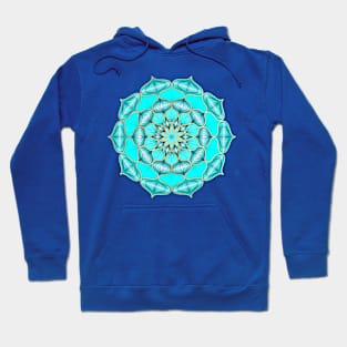 Mandala Shiney Ornaments Blue Gold Hoodie